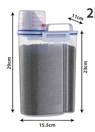 1.5kg/2kg Dog Cat Food Pail Plastic Storage Tank with Measuring Cup Container Moisture-proof Sealed Jar Pet Supplies Accessories
