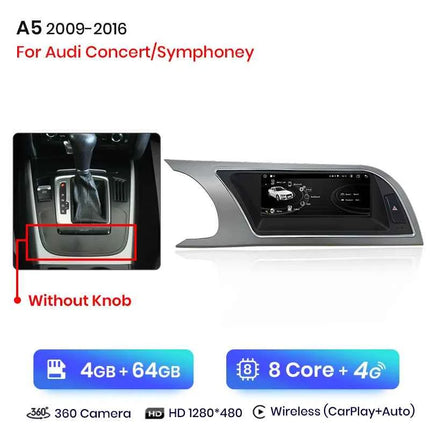 Junsun Bluetooth Wireless Android Auto CarPlay Car Radio Multimedia For Audi A5 2009-2016 4G LTE WiFi GPS Navigation Stereo