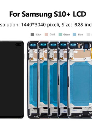 TFT con cornice per Samsung S10 Plus S10 + G975F Display LCD Touch Screen digitale per Samsung S10 G973F Parti di ricambio per schermo