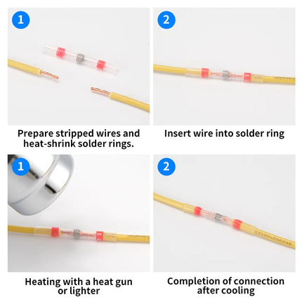 50/100/200/250PCS connettori per cavi sigillati per saldatura, tubi termorestringenti anelli di saldatura connettori per aggancio, isolamento impermeabile ele