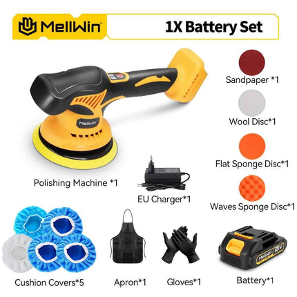 MELLWIN 150mm Cordless Electric Car Polisher 8 Adjustment Car Polishing Waxing Sanding Power Tool For Makita 18V Battery Pin