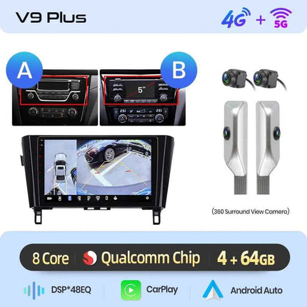 Junsun Qualcomm 8-Core 360° Panoramic Camera Wireless CarPlay Android Auto Car Radio for Nissan Qashqai J11 X-Trail 3 2013-2017