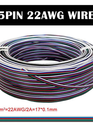 1m/5m/10m 2PIN 3PIN 5PIN 6PIN LED Wire Cable 22AWG Electric Wires Extension For WS2812B WS2811 5050 RGB RGBW LED Strip Light
