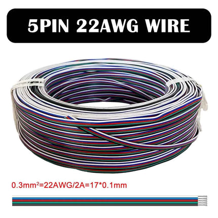 1m/5m/10m 2PIN 3PIN 5PIN 6PIN LED Wire Cable 22AWG Electric Wires Extension For WS2812B WS2811 5050 RGB RGBW LED Strip Light