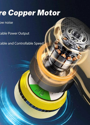 12V Cordless Mini Car Polisher 6-speed Adjustable 3 Central Axes For Car And Furniture Polishing With 2*2300mah Battery