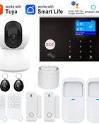 WIFI GSM Home Alarm System Security Alarm Host Anti-theft with Door Gap PIR Motion Sensor Tuya Smart App Control Works with Alexa