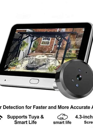 Yuezhe Tuya Telecamera Spioncino Digitale WiFi Mini 3MP con Rilevamento di Movimento a Microonde, Visione Notturna IR e Funzionalità Smart Life