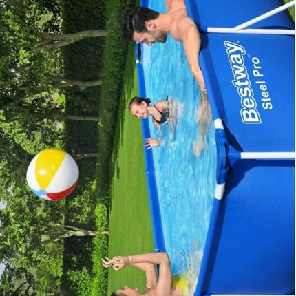 Piscina Quadrata Bestway AGP 400*211*80cm, Grande Piscina Familiare con Telaio in Metallo, Piscina Quadrata Pieghevole con Supporto in Tela Cerata