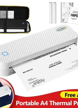 Portable A4 Thermal Printer Bluetooth Photos PDF Document Printing Machine Folded Rolls Paper For Office Work Home School Travel