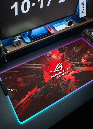 Black Mouse Pad Asus Rgb Gaming Mause Mat Anime Mats Gamer Rug Pc Xxl Cute Pads Large Game Keyboard Carpet Backlight Mousepad