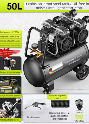 2800r/min Air Compressor Silent Oil-Free Air Compressor for Woodworking Car repair High Pressure Inflator Pump Compressor Pump