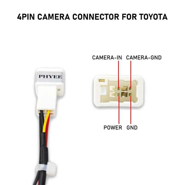 Cablaggio per Ingresso Telecamera Retromarcia a 4 Pin, Connettore RCA, per Schermo Originale Toyota Corolla, Camry, RAV4, Highlander, Prado