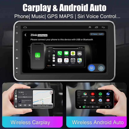 ESSGOO 10.1"Android14 4-64G 360°Rotatable Touchscreen 1 DIN Car Radio Wireless Carplay Bluetooth GPS Navi RDS WIFI MIC EQ FM SWC