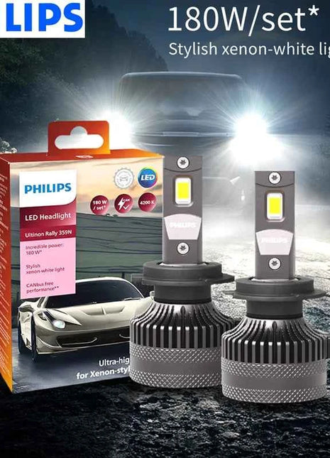 Philips LED 15000lm Ultinon Rally 3590 H4 H7 H8 H11 HB3 HB4 H19 HIR2 H1 Car Headlight 6500K White Max Power 180W 12V 4200K U359N