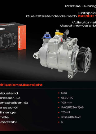 Compressore climatizzatore Frankberg 1x per Audi A4 A6 8E 8H 4F B6 B7 C6 Seat Exeo 3 R2 3 R5 2000-2017 4F0260805S 4F0260805J 8E0260805BL