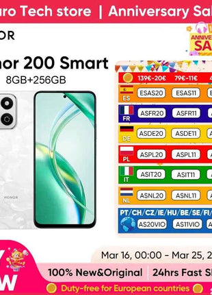 Honor 200 Smart 5G Smartphone Global Version Snapdragon 4 Gen 2 IP64 SGS 5200mAh 35W SuperCharge 300% High-Volume Mode 50MP OTG