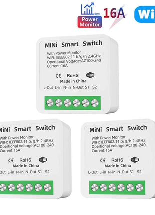 16A Tuya WiFi Smart Switch 2-way Control with Energy Monitor Switch Mini Smart Breaker Smart Life Control  Alexa Via Google Home