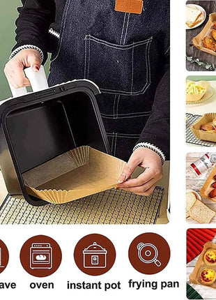 50/100PCS Large Air Fryer Disposable Paper Liner Square Non-stick Airfryer Parchment Baking Paper for Cooking Steaming Basket