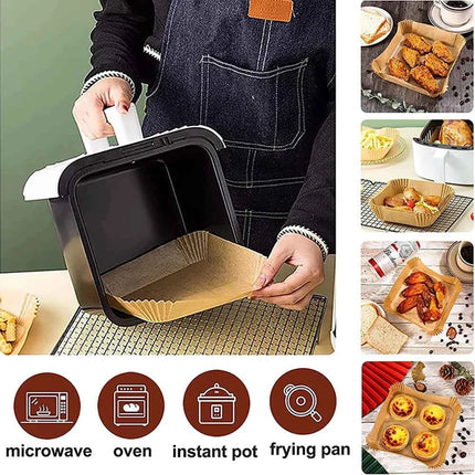 50/100PCS Large Air Fryer Disposable Paper Liner Square Non-stick Airfryer Parchment Baking Paper for Cooking Steaming Basket