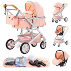 Multifunction 3 in 1 Baby Stroller with Car Seat and Sleeping Basket Baby Pram Lightweight Infant Pushchair Compact Folding Pram