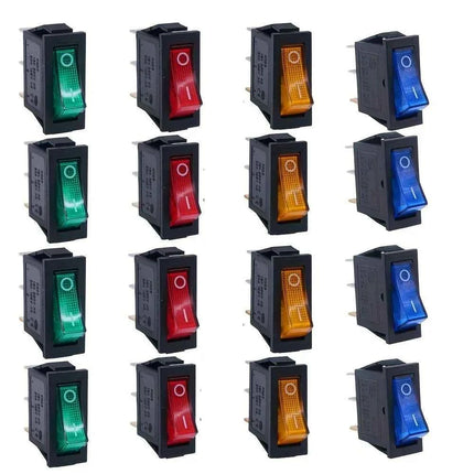 8 pezzi AC 250 V/15 A, 125 V/20 A LED illuminato On/Off SPST 3 pin 2 posizioni Mini barca interruttore a levetta a bilanciere a scatto per la casa fai da te