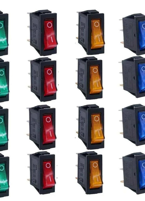 8 pezzi AC 250 V/15 A, 125 V/20 A LED illuminato On/Off SPST 3 pin 2 posizioni Mini barca interruttore a levetta a bilanciere a scatto per la casa fai da te