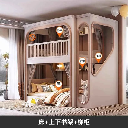 Customizable bunk beds Small apartment sibling bed High and low child and mother slide Space capsule Roof bed