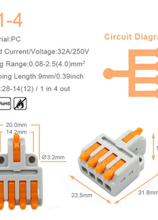 5/10PCS Universal Compact Wire Connector Quick Splitter Electrical Cable Terminal Block For 28-12AWG Small Wiring Connector
