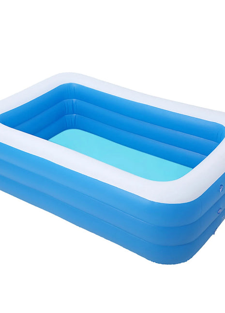 Piscina Gonfiabile Rettangolare Blu per Famiglie, 1 Pezzo, per Esterni, Spiaggia, Feste