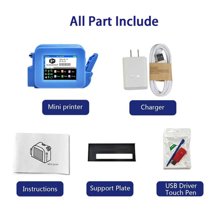 EURANNIT XMINI 12.7mm Portable Mini Inkjet Printer with Fast Dry Ink for Logo Expire Date QR Barcode Batch Number Label Printer