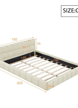 Rosahqnda Bubble Bed,Upholstered bed with Slatted Frame,140/160x200cm,Padded Headboard,master room,Linen Frabic,without Mattress