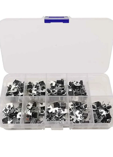 90 Pz/scatola Momentaneo Tattile Tatto Pulsante 4 Pin Auto-reset Interruttore Ad Angolo Retto Con Stent 6x6x4.3/4.5/5/6/7/7.5/8/9/10mm 6x6