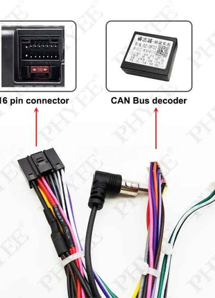 Cablaggio CAN Bus con telaio pannello radio per Honda Civic 9 2012 a 2015, cavo adattatore per multimediale Android 16 pin 9 pollici