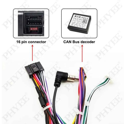 Cablaggio CAN Bus con telaio pannello radio per Honda Civic 9 2012 a 2015, cavo adattatore per multimediale Android 16 pin 9 pollici
