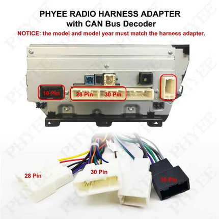 [30/28 pin] Cablaggio CAN Bus, supporto per informazioni originali SWC, adattatore Android a 16 pin per Toyota Camry RAV4 Corolla Avalon 2019+