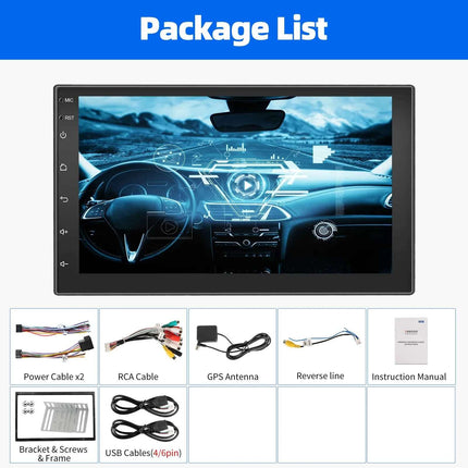 ESSGOO 4+64G Car Stereo Head Unit Radio Wireless CarPlay Android Auto Double 2 DIN 7" IPS Touch Screen GPS SAT NAVI FM DAB+ WIFI