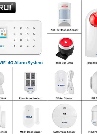 KERUI W184 4G WIFI GSM Sistema di Allarme Unità Wireless Home Tuya Smart APP Controllo Sensore di Movimento Antifurto Supporto Alexa Sensore di Movimento