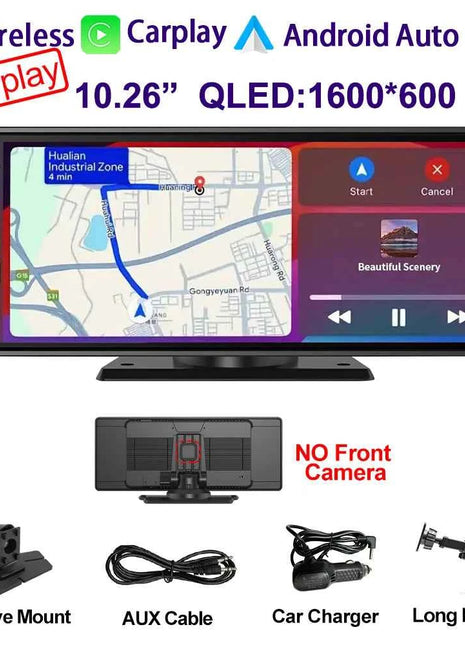 Universal 10.26" Car Intelligent 4K 360° Rotatio Car DVR Dash Cam Wireless CarPlay & Android Auto Bluetooth WIFI Rear Reversing