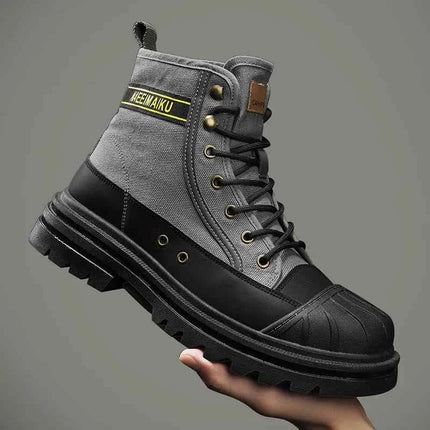 Men Boots Outdoor Work Boots for Men Booties Toe Cap Anti-collision Male Canvas Boot Breathable Boots Heightened Shoes Men New