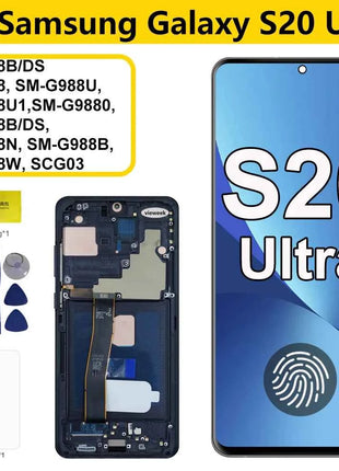 AMOLED Per Samsung Galaxy S20Ultra G988 G988U G988B/DS Display LCD Touch Screen Digitizer con Cornice Per Samsumg S20 Ultra LCD