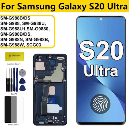 AMOLED Per Samsung Galaxy S20Ultra G988 G988U G988B/DS Display LCD Touch Screen Digitizer con Cornice Per Samsumg S20 Ultra LCD