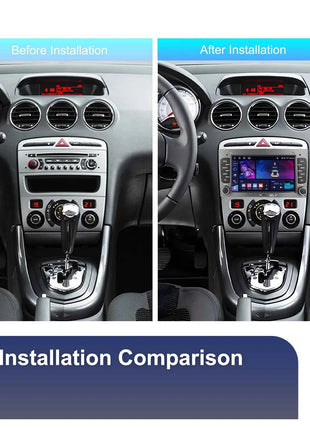 Podofo Wireless CarPlay AI Voice Car Radio Android Auto DSP GPS Multimedia Player For Peugeot 308 (T7) /408 FM/RDS EQ BT WIFI
