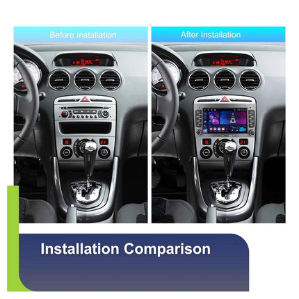 Podofo Wireless CarPlay AI Voice Car Radio Android Auto DSP GPS Multimedia Player For Peugeot 308 (T7) /408 FM/RDS EQ BT WIFI