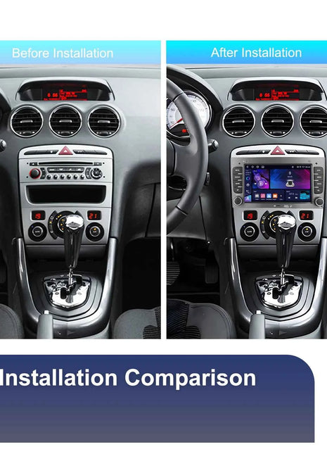 Podofo Wireless CarPlay AI Voice Car Radio Android Auto DSP GPS Multimedia Player For Peugeot 308 (T7) /408 FM/RDS EQ BT WIFI