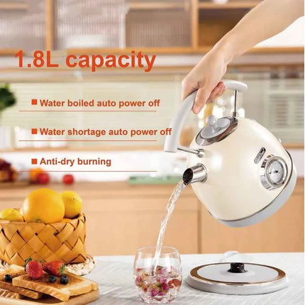 1.8L Retro Electric Kettle Household Quick Kettle Automatic Power Off With Temperature Display Teapot Keep Warm Kettle 1800W