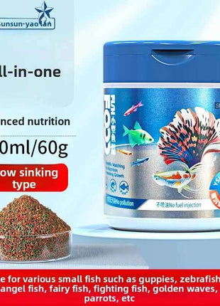 SUNSUN Premium Small Granule Fish Food for Guppies and Tetras, Color Enhancing & Complete Nutrition for Small Tropical Fish