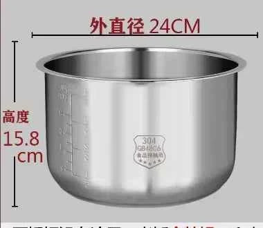 Pentola Interna Midea in Acciaio Inox 304 - 3L 4L 5L per Rice Cooker FS3010/70