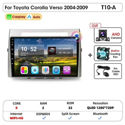 Srnubi Android Car Radio for Toyota Corolla Verso 2004-2009 Carplay Android auto 2Din Multimedia Player Autoradio Navigatore GPS