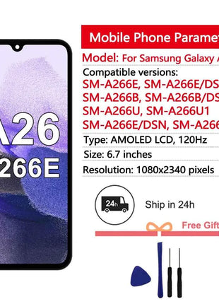 New AMOLED Display For Samsung Galaxy A26 LCD Display Touch Screen Digitizer Assembly for Samsung A26 5G LCD Screen Replacement