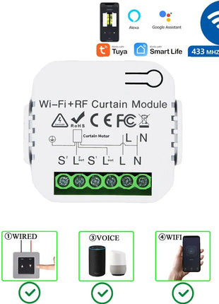 Modulo interruttore per tende Smart WiFi RF Wireless 433 MHz 5 in 1 telecomando, 110 V 220 V 240 V per garage con tapparella Tuya Alexa